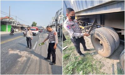 Bahaya Salip Tronton Dari Kiri, Pemotor di Banten Tewas Terlindas Ban Truk!