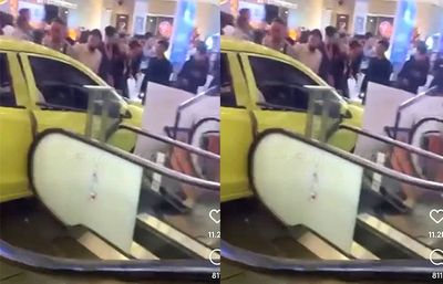 Mobil Brio Kuning yang Dipamerkan dalam Mall Paragon Semarang Mendadak Jalan dan Tabrak Pengunjung
