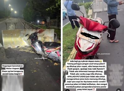 Viral Kecelakaan Motor Tabrak Pembatas Beton Penutup Fly Over Kemayoran Jelang Malam Tahun Baru