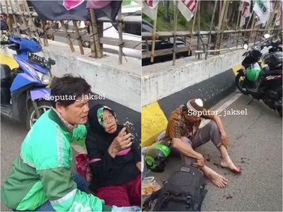Viral Pemotor Lansia Kecelakaan Akibat Bendera Parpol di Jaksel, Lukanya Parah!