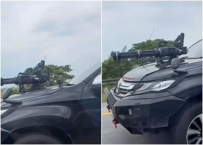 Heboh Mobil Pajero Sport Terpasang Benda Berbentuk Senapan di Kap Mobil, Ternyata Begini Faktanya