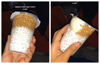 Kocak! Nasi dan Mie Goreng Dibungkus Pakai Cup Minuman Plastik: Inovasi Rice Bowl