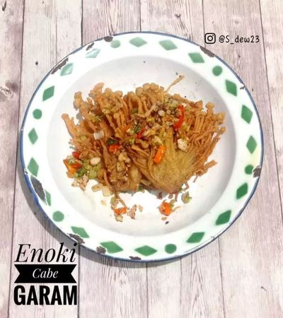 Resep Enoki Goreng cabai Garam, Gurih dan Nagih!