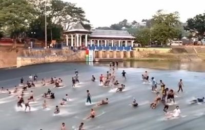 Bendungan Pleret BKB di Semarang Jadi Tempat Wahana Bermain Warga