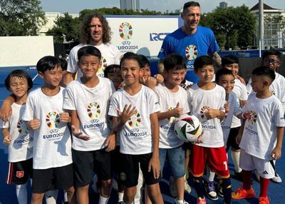 Sambut Piala Eropa 2024, Rafathar and The Gang Girang Ketemu Materazzi dan Puyol di GBK Jakarta