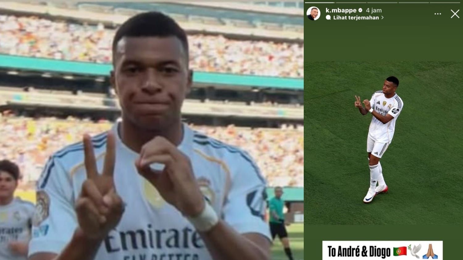 Respect! Mbappe Dedikasikan Golnya untuk Diogo Jota dan Andre Silva di Laga Real Madrid vs Dortmund