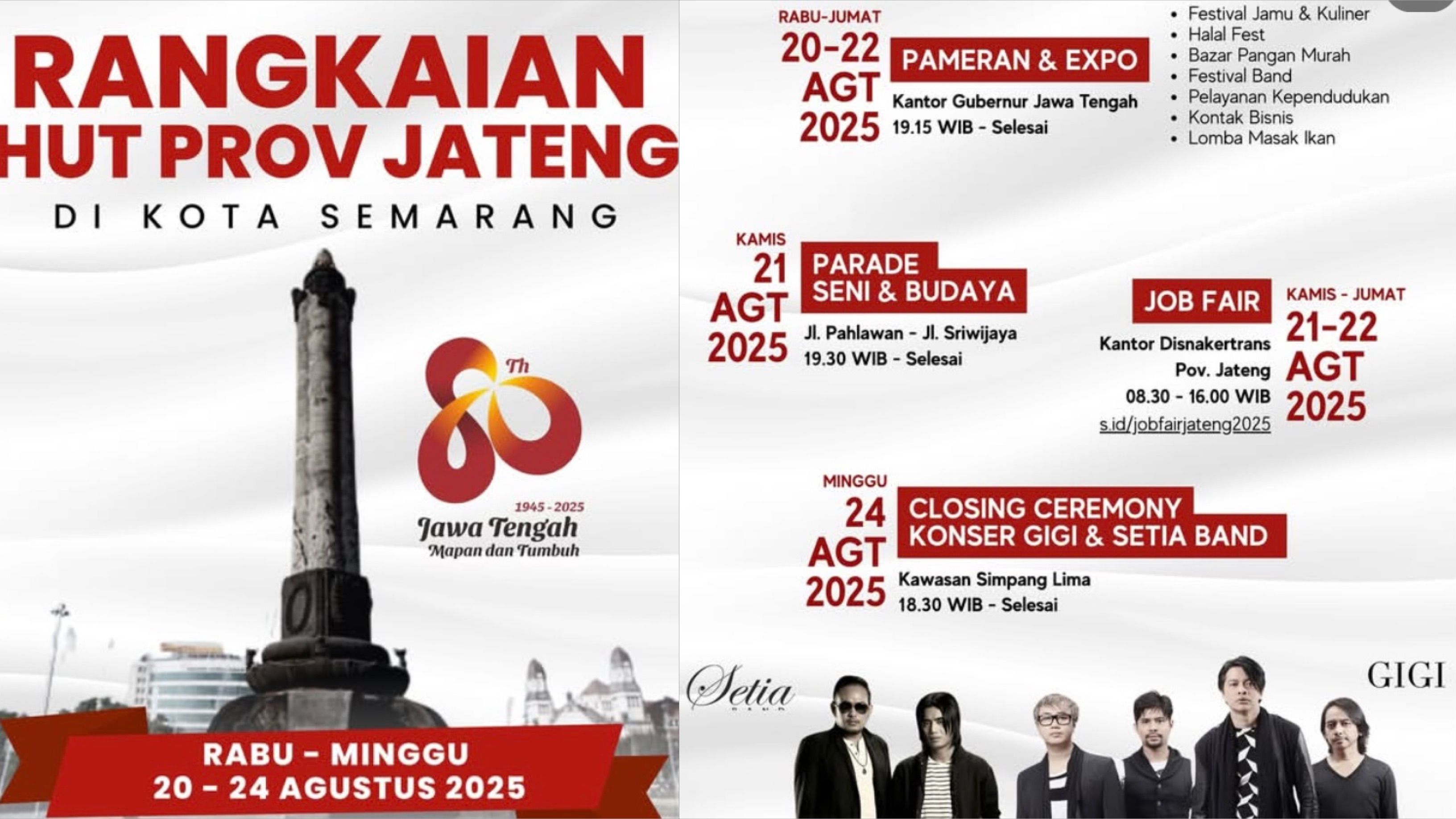 Rangkaian Perayaan HUT ke-80 Jawa Tengah di Semarang: Simak Jadwal Lengkapnya!