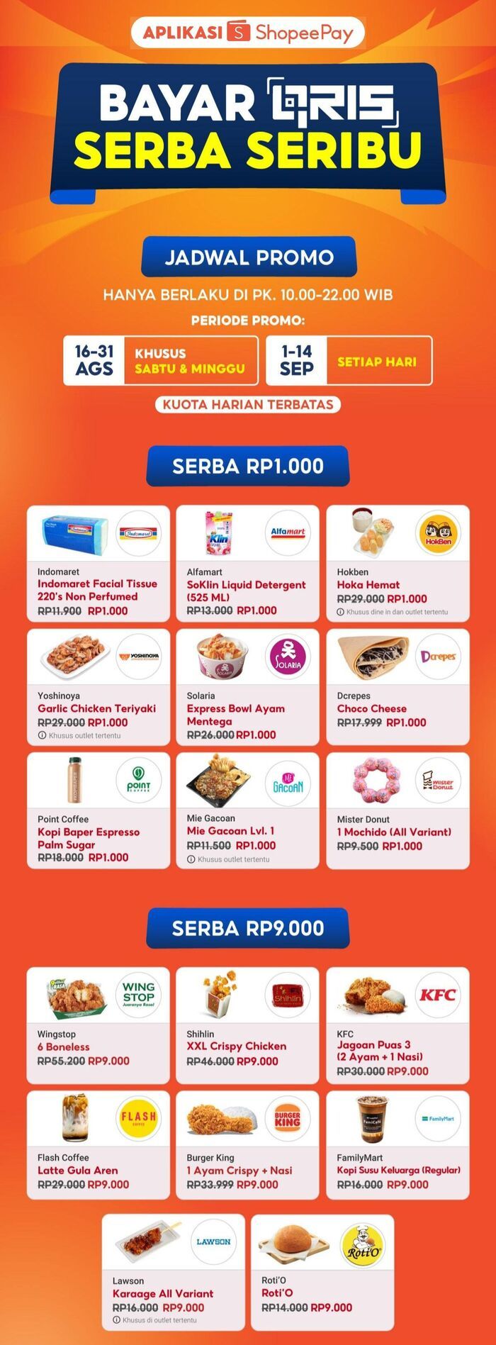 Bayar QRIS ShopeePay, Nikmati Kopi, Donat & Mie Ayam Serba Rp1.000 di Merchant Pilihan
