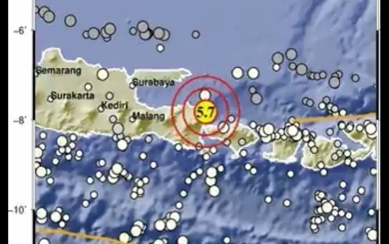 Gempa 5,7 SR Guncang Banyuwangi, Getarannya Terasa Sampai Surabaya dan Bali