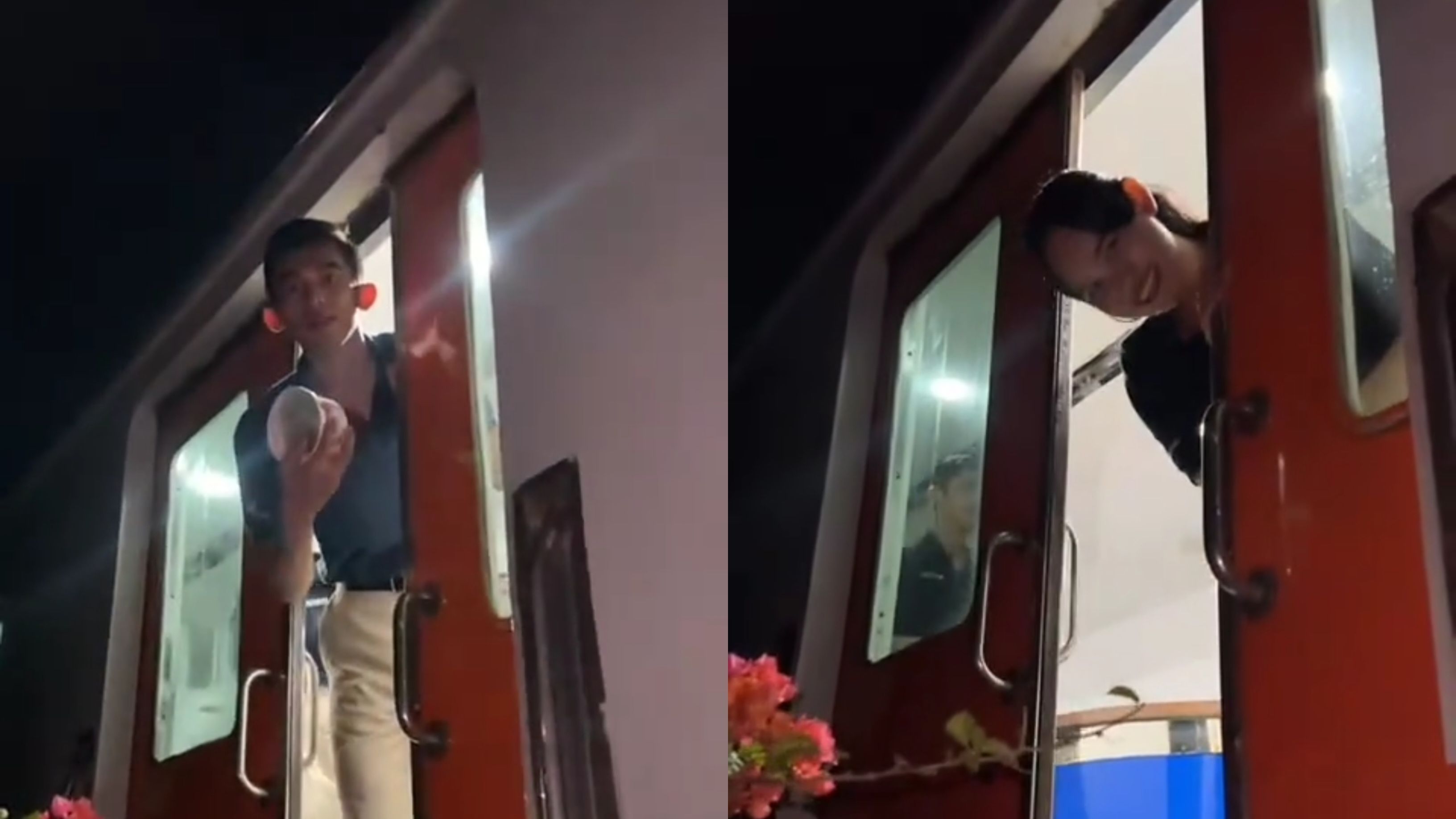 Momen Langka, Pria Ini Jajan Ketika Kereta Api Tak Sengaja Berhenti Dekat Rumah