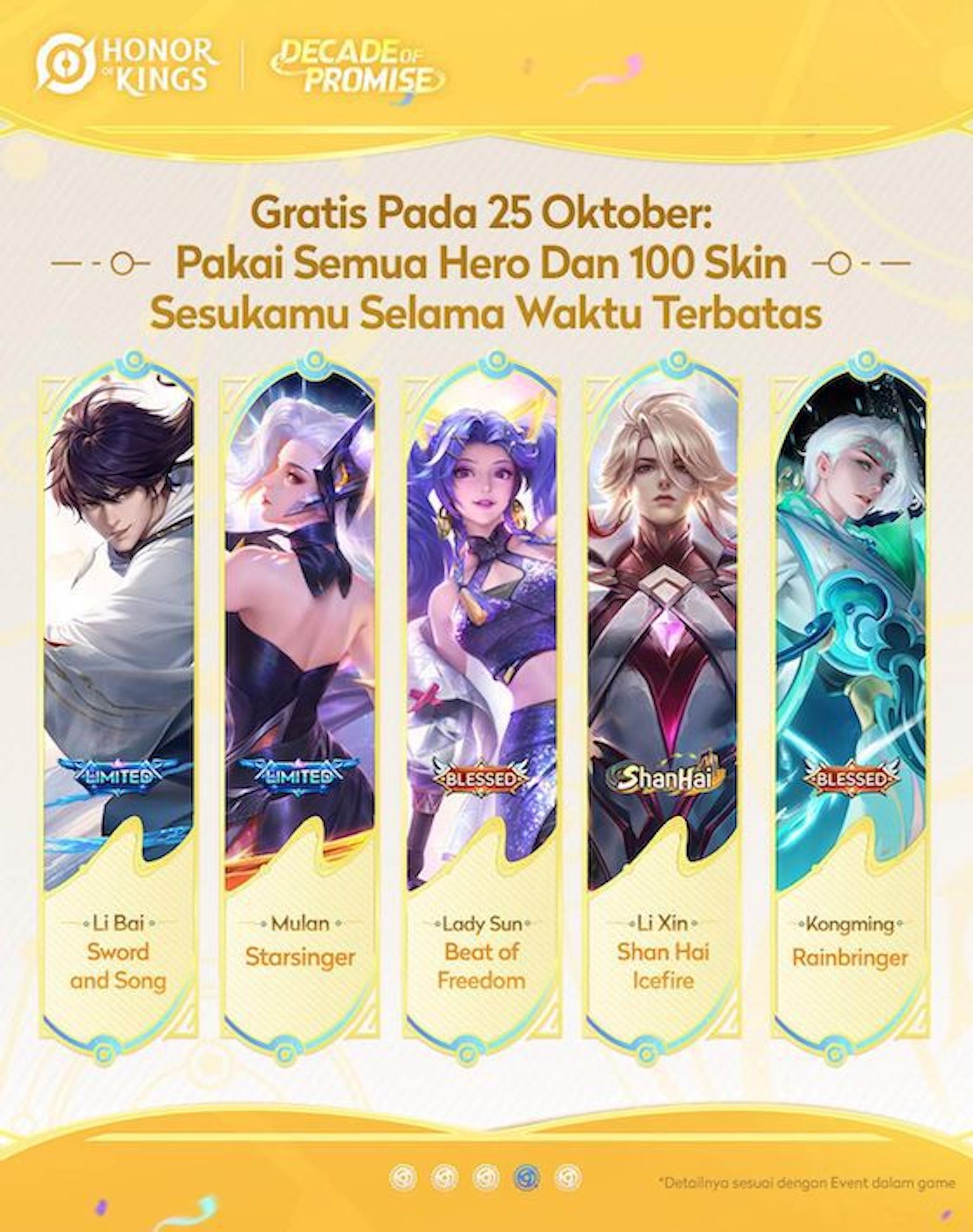 Honor of Kings Bagi-Bagi Skin dan Hero Gratis di Event Decade of Promise!