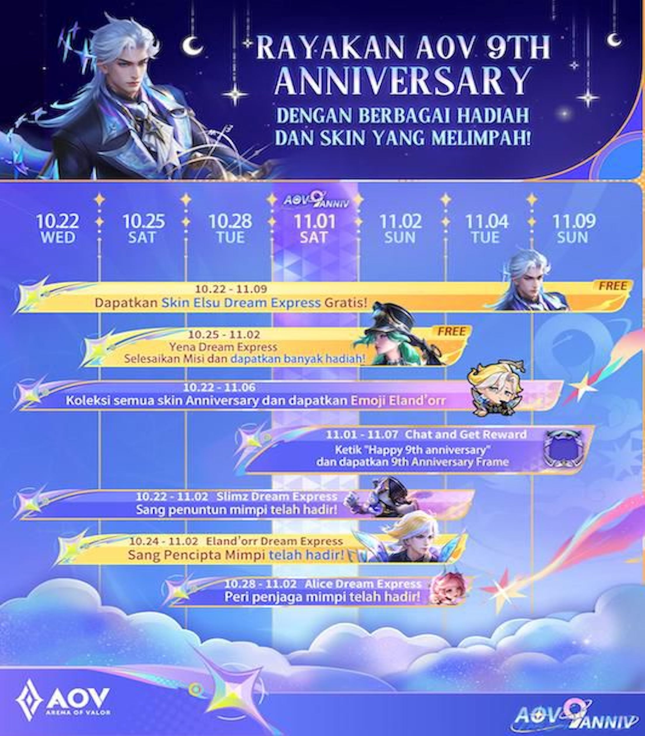 AoV 9th Anniversary: Jelajahi Dunia Mimpi di Event Dream Express!