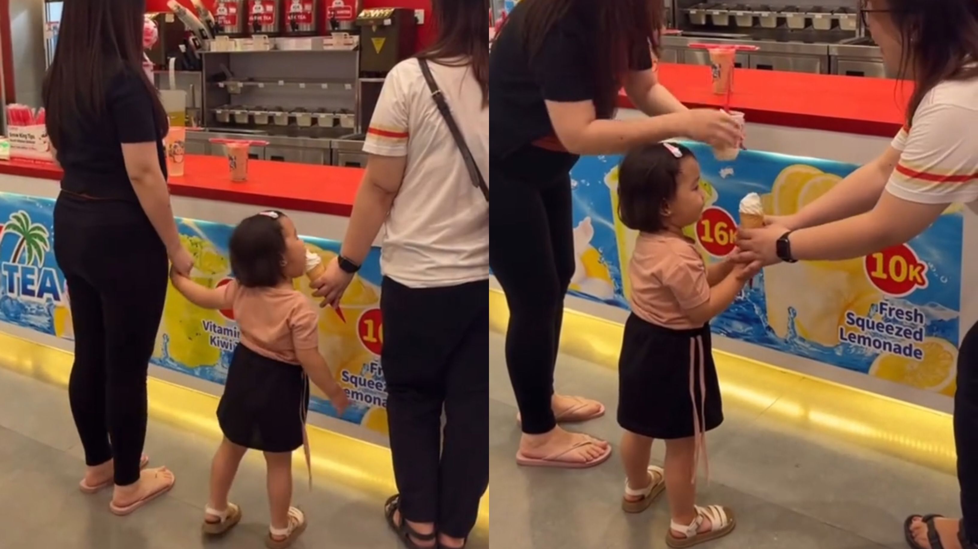 Lucu Banget! Anak Kecil Gigit Es Krim Orang Tak Dikenal, Endingnya Manis