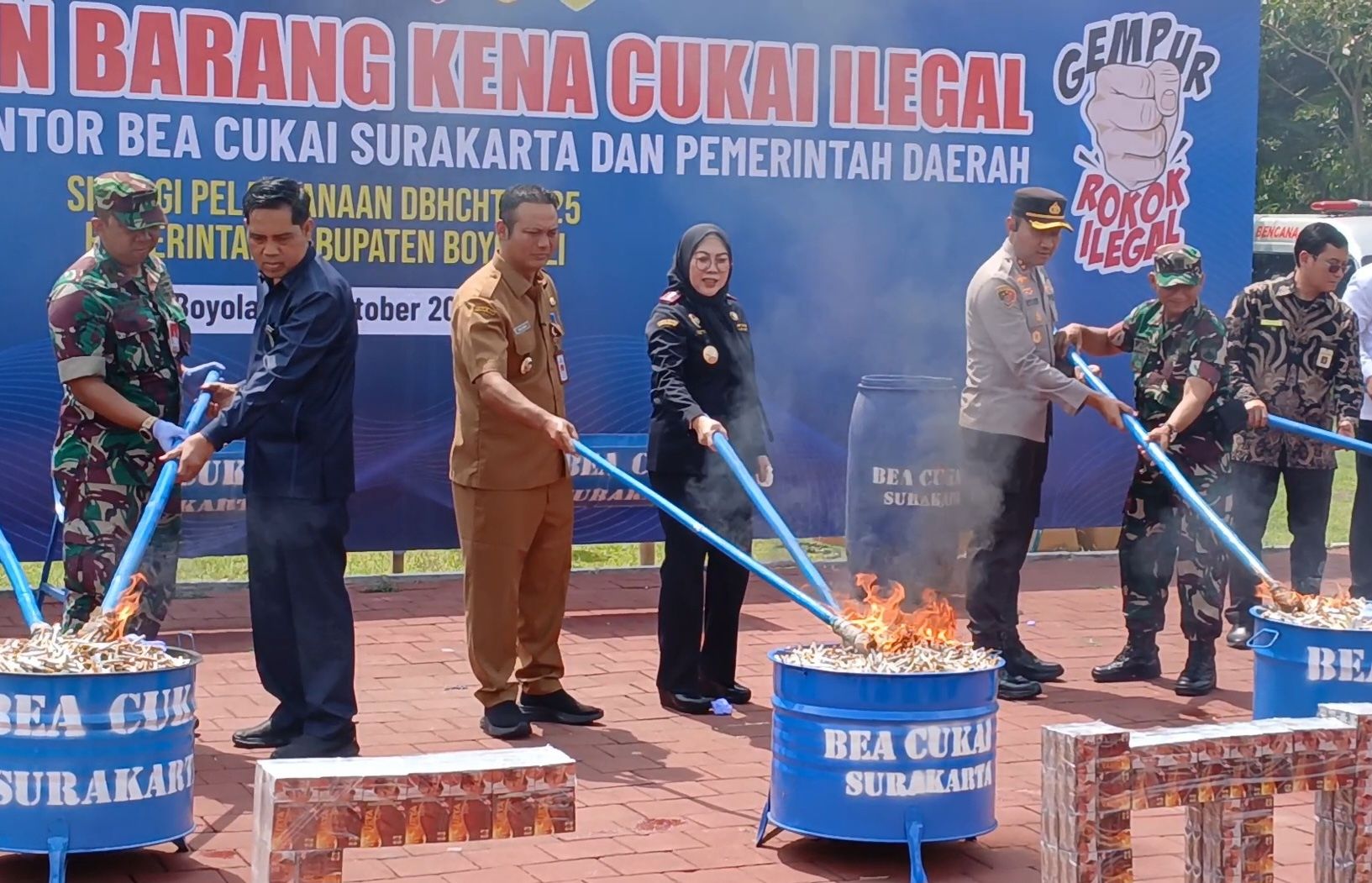 Bea Cukai Solo Musnahkan 12,4 Juta Batang Rokok Ilegal