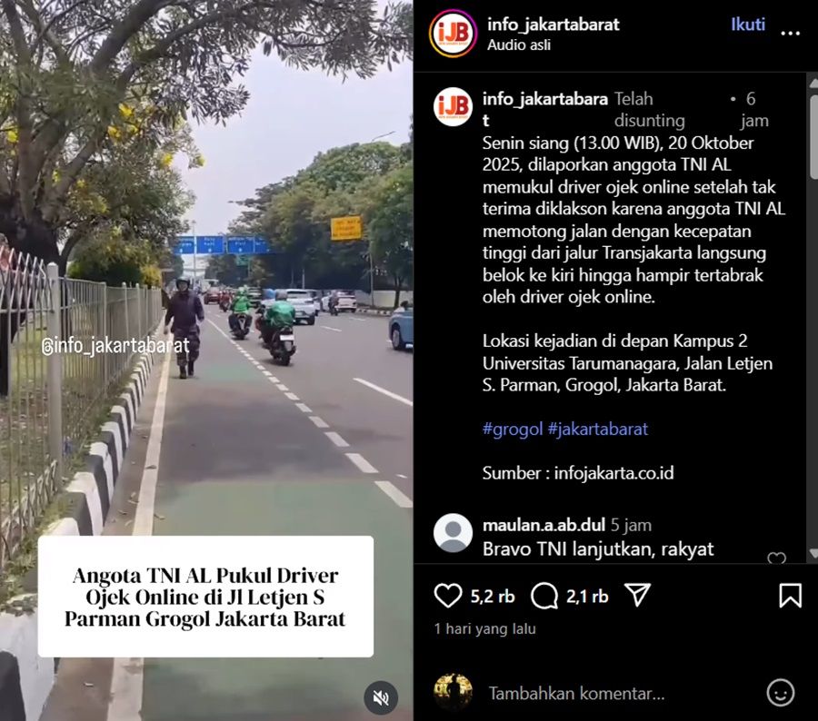 Viral Oknum TNI AL Pukul Ojol di Jakbar, Prajuritnya Langsung Diproses!