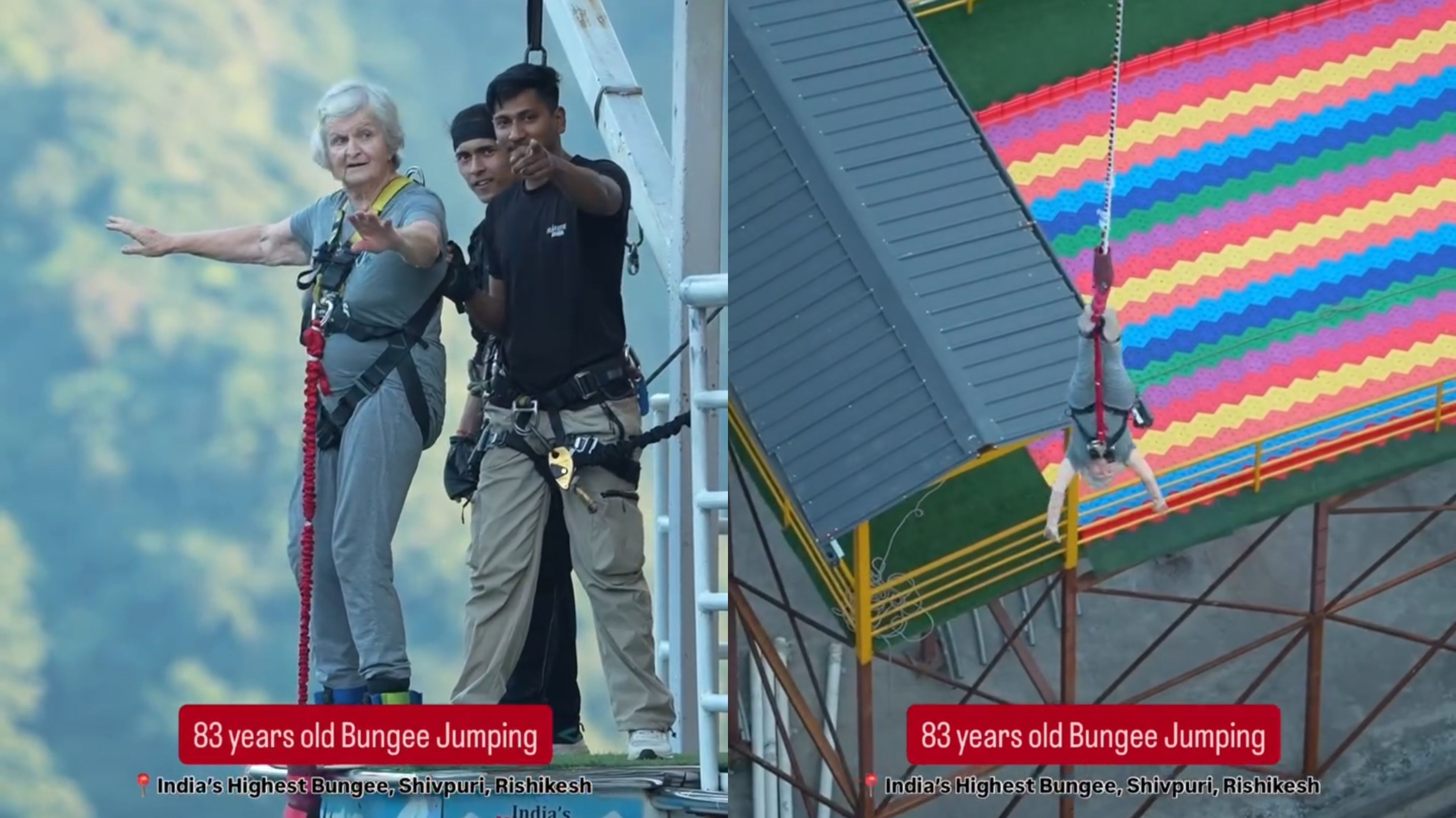 Aksi Berani Nenek 83 Tahun Lakukan Bungee Jumping di Rishikesh!