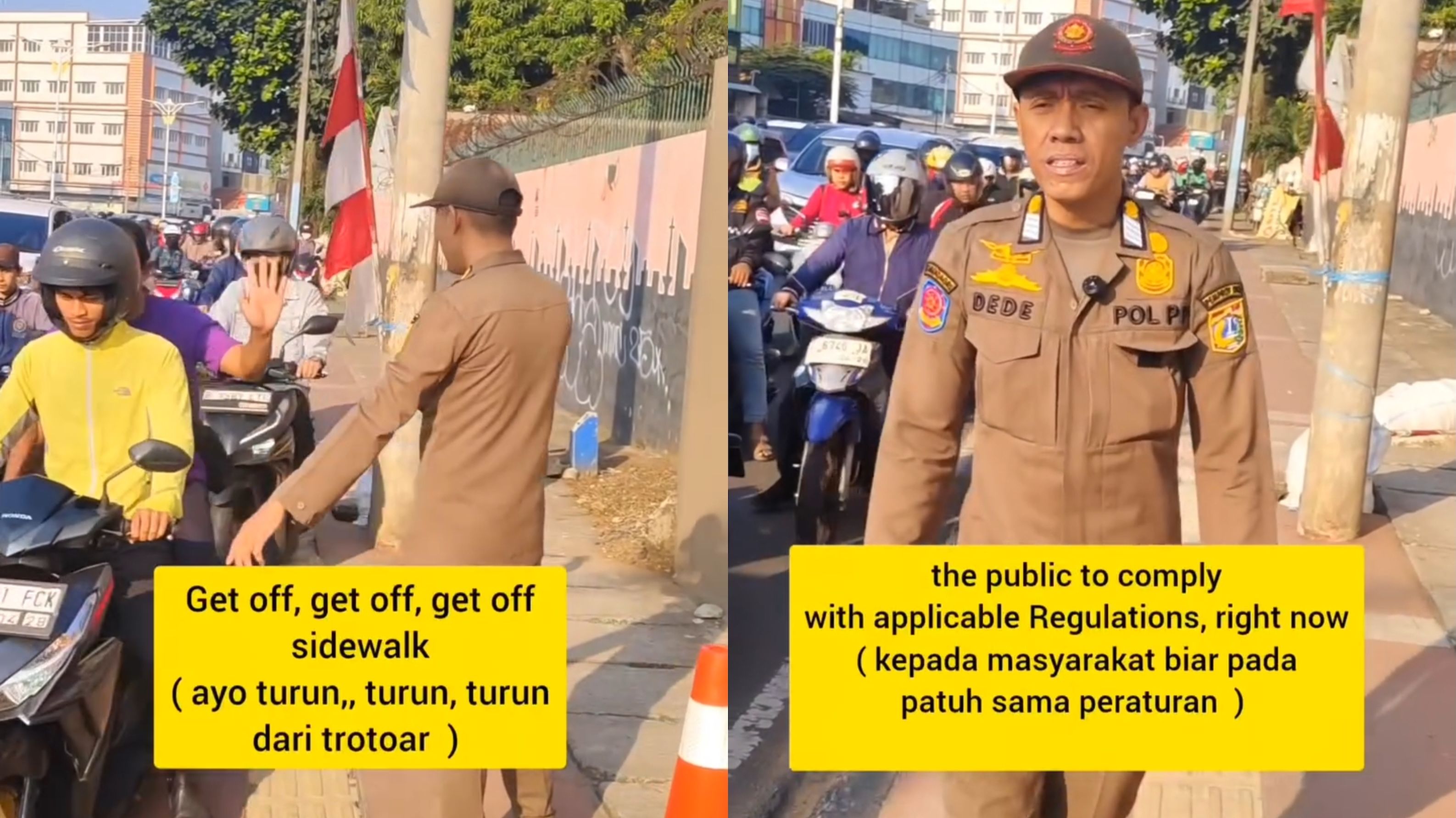 Gak Kaleng-Kaleng! Petugas Satpol PP Tegur Pemotor dengan Bahasa Inggris