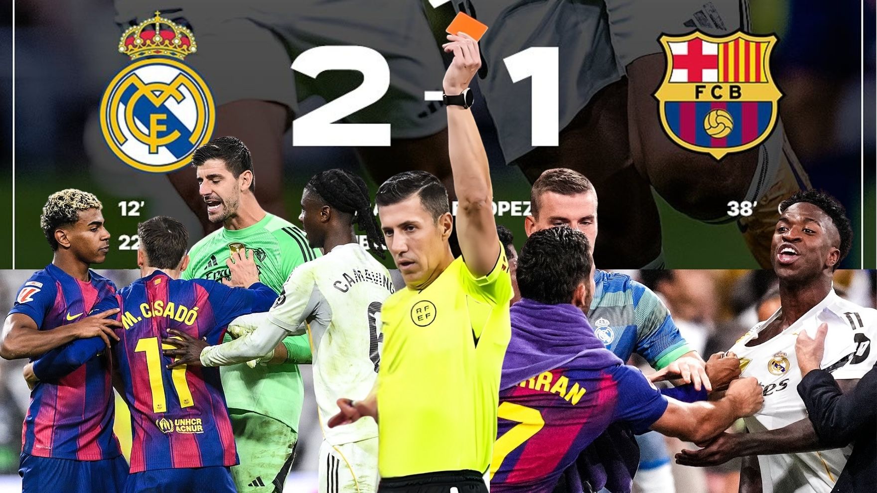 Adu Dorong Hingga Kartu Merah Warnai Kericuhan El Clasico,Real Madrid Tekuk Barcelona 2-1