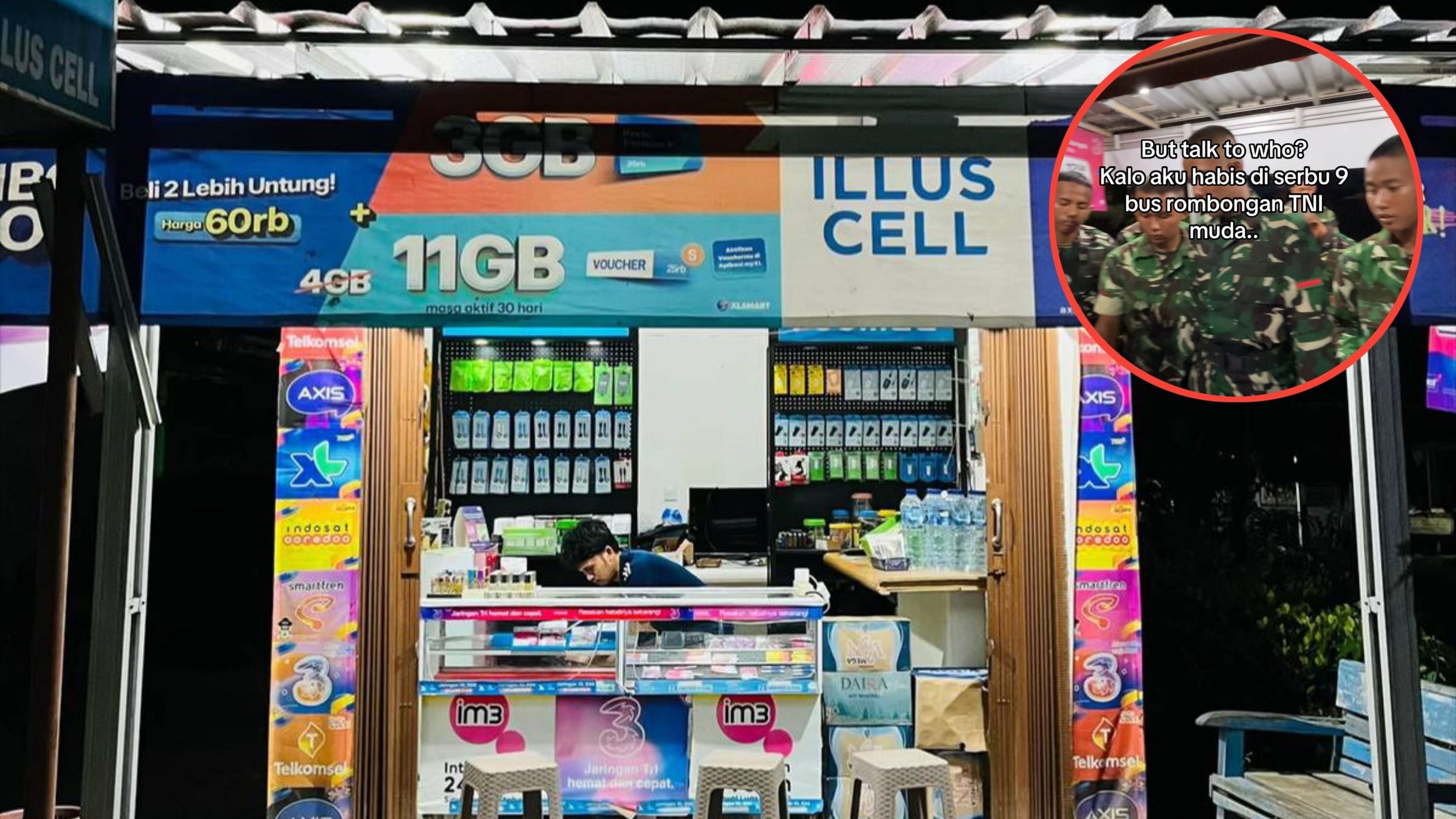 Heboh! Sembilan Bus TNI Datang dan Langsung Bikin Konter Pulsa Kosong Melompong