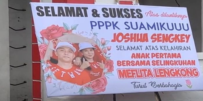 Pegawai PPPK di Minsel Selingkuh, Istri Kirimkan Banner “Selamatan” Depan Kantor