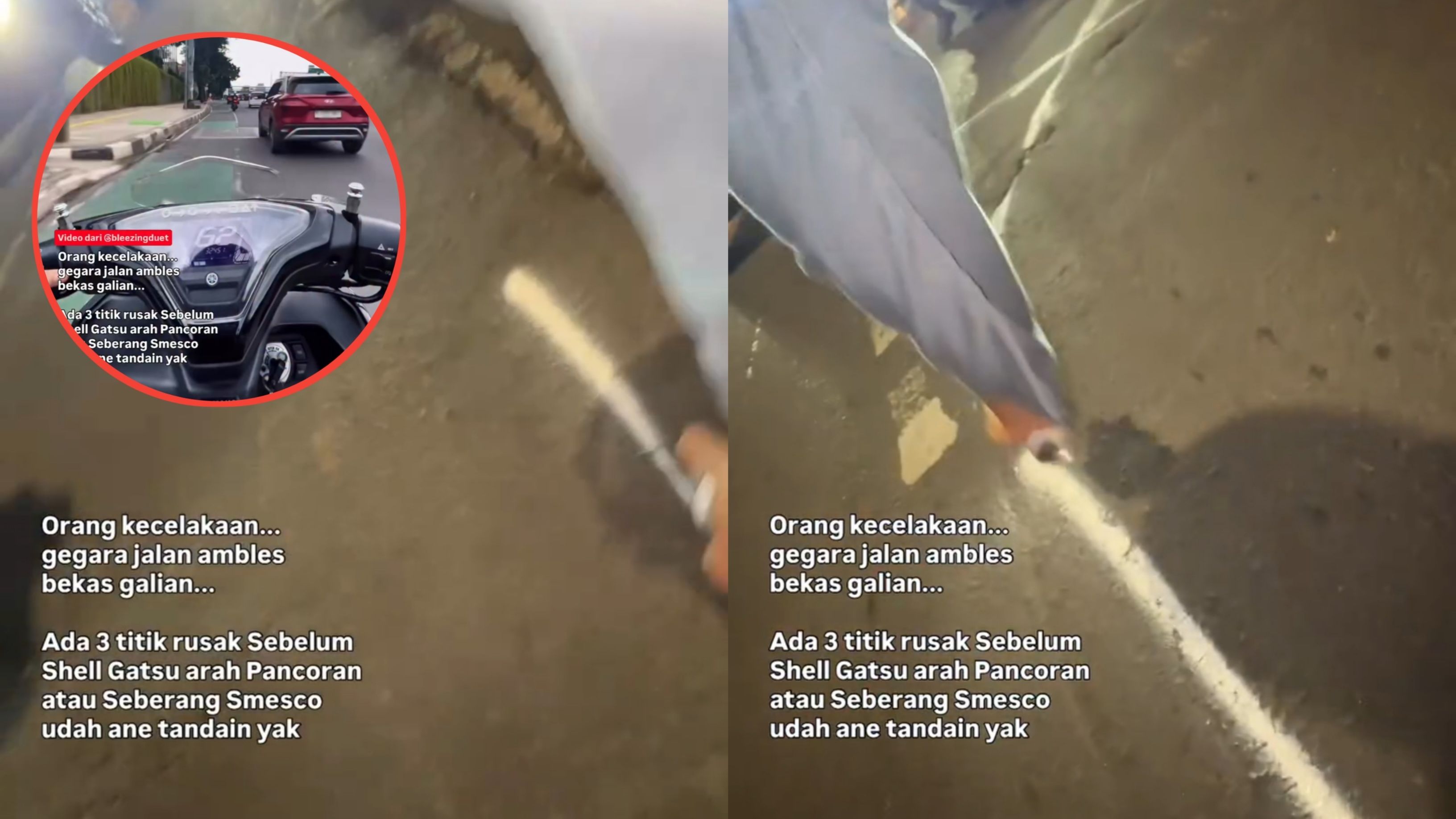Pria Ini Tandai Jalan Ambles demi Keselamatan Pengendara, Warganet Salut!