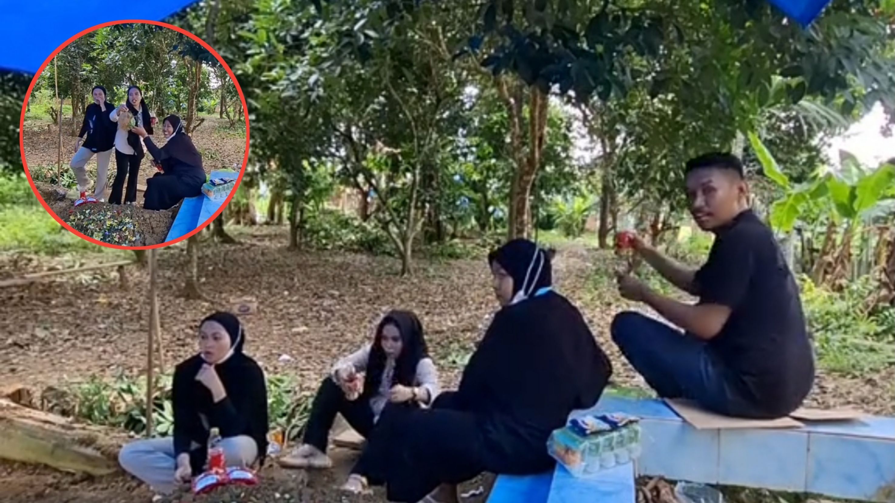 Momen Ziarah yang Awalnya Hening Mendadak Riuh Setelah Durian Jatuh Tak Terduga
