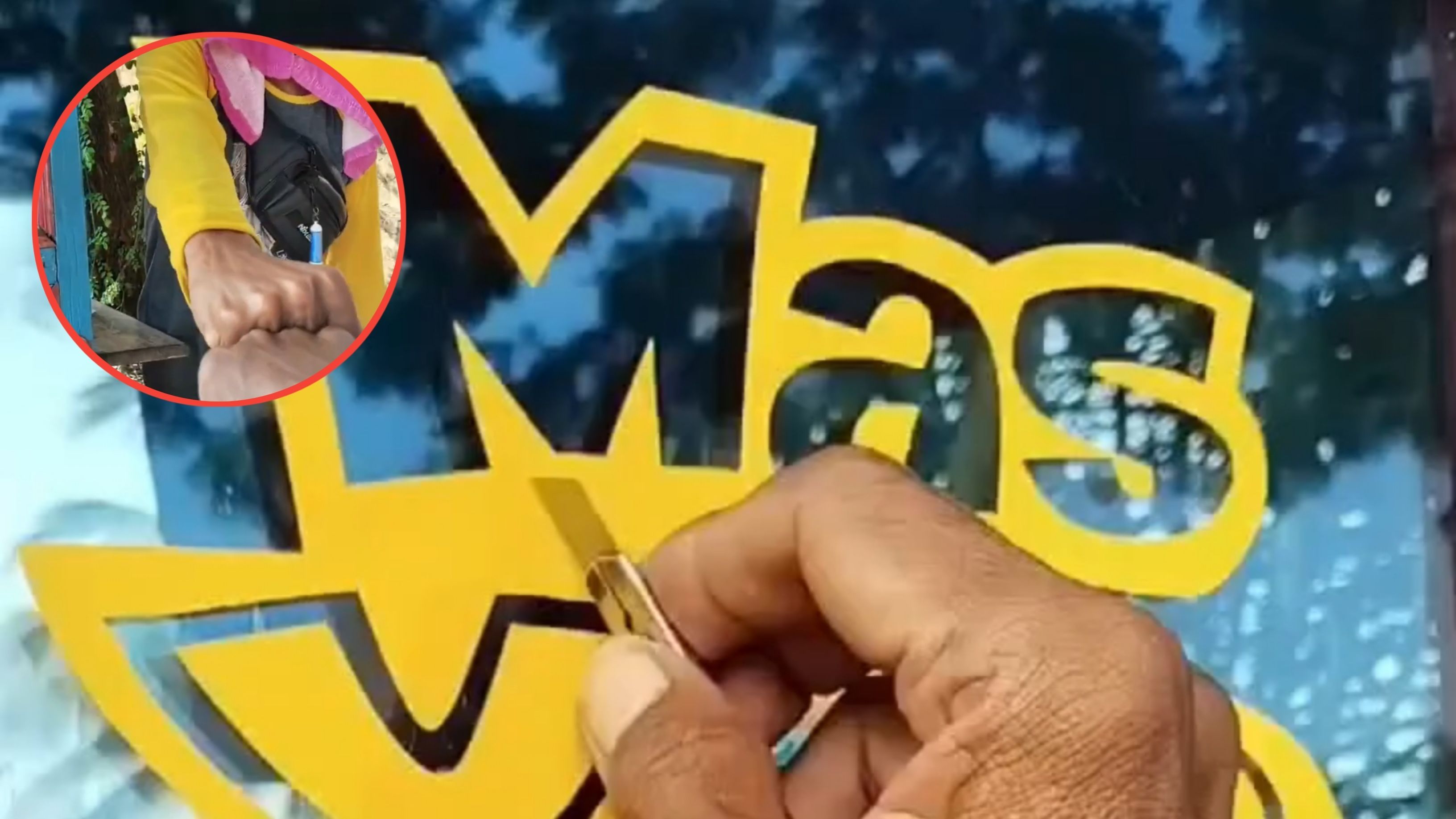 Aksi Bapak Ini Tunjukkan Keahlian Cutting Stiker dengan Peralatan Sederhana, Hasilnya Tuai Pujian