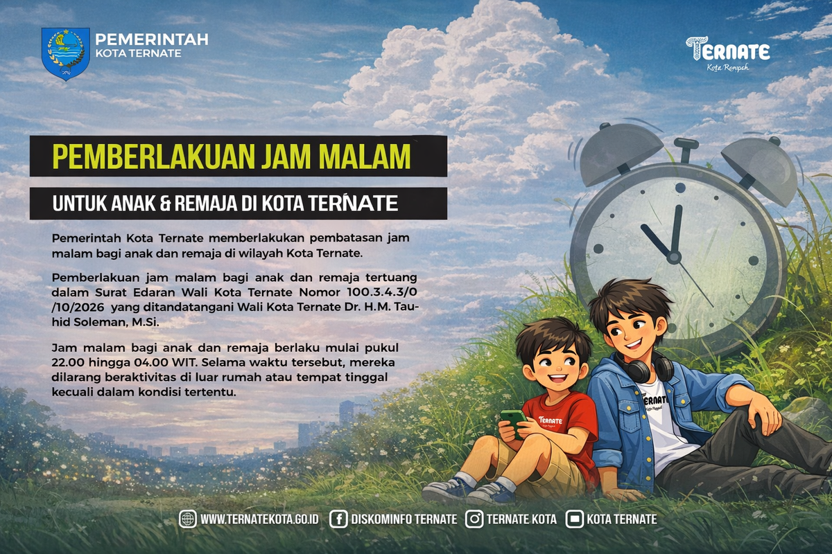 Lindungi Generasi Muda, Pemkot Ternate Terapkan Aturan Jam Malam