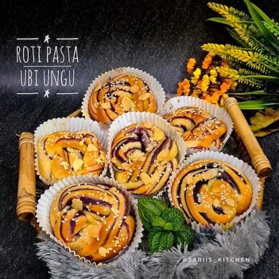 Cara Membuat Roti Pasta Ubi Ungu Lembut dengan Tampilan Menarik
