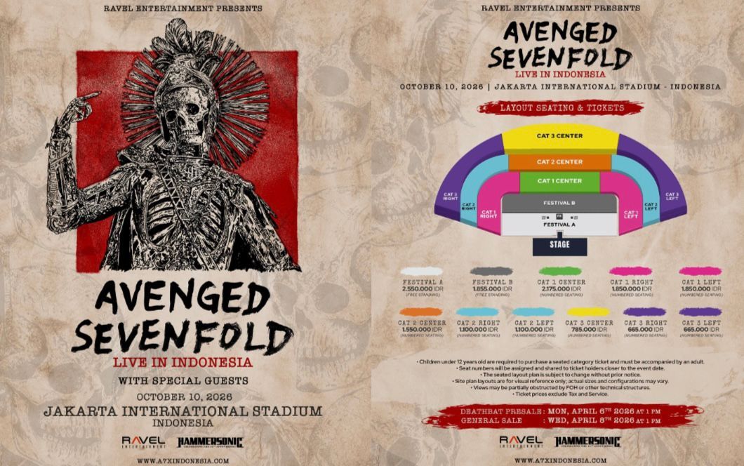 4 Lagu Terpopuler Avenged Sevenfold untuk Persiapan Nonton Konsernya di Jakarta 2026