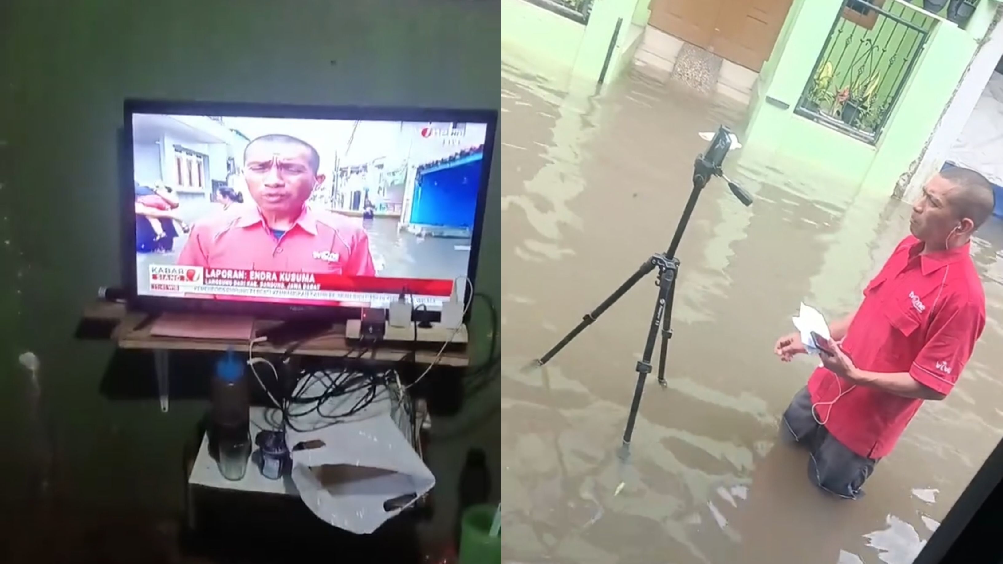 Lagi Nonton Berita, Pria Ini Baru Sadar Reporter di Depan Rumahnya