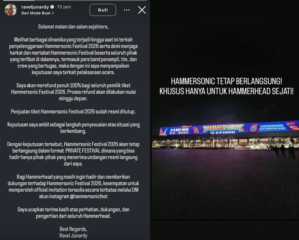 Hammersonic 2026 Berubah Jadi Private Festival, Tiket Direfund 100 Persen