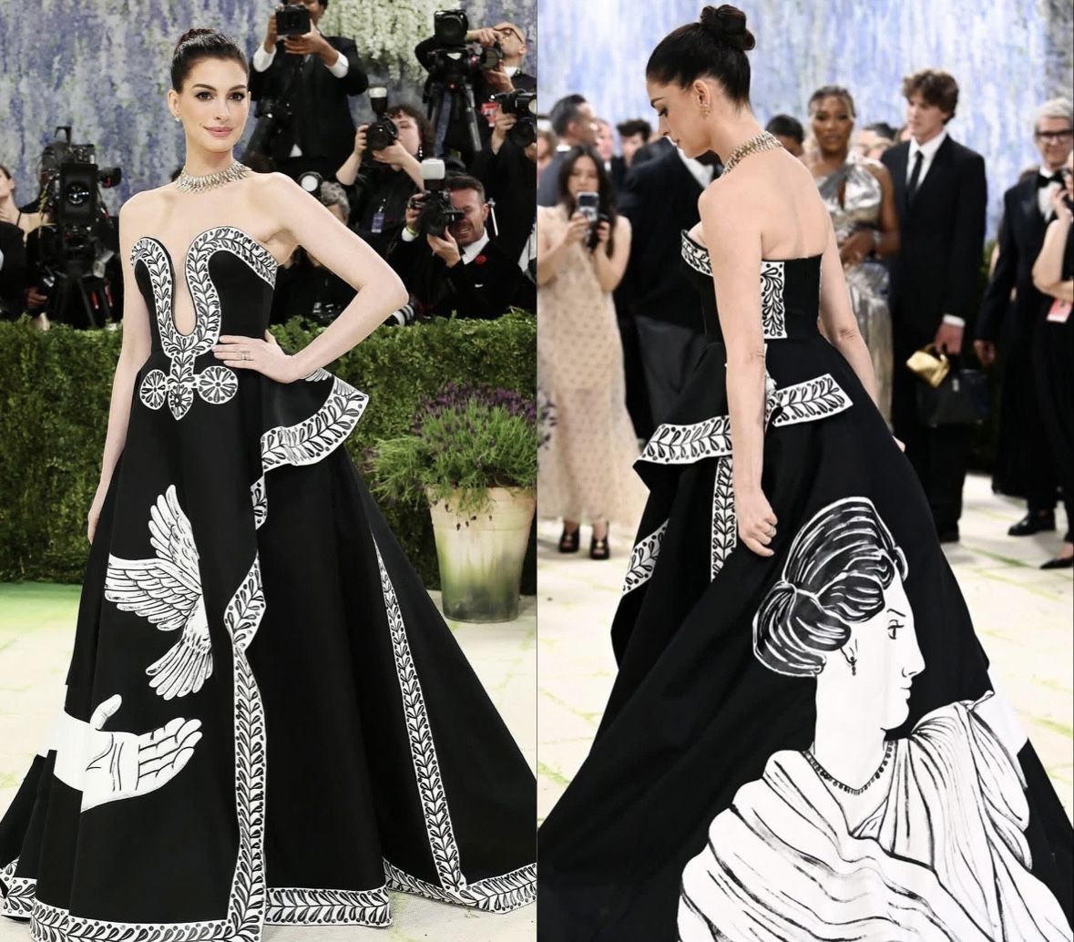 Aktris Anne Hathaway Tampil Artistik di Met Gala 2026 dengan Gaun Lukisan Tangan