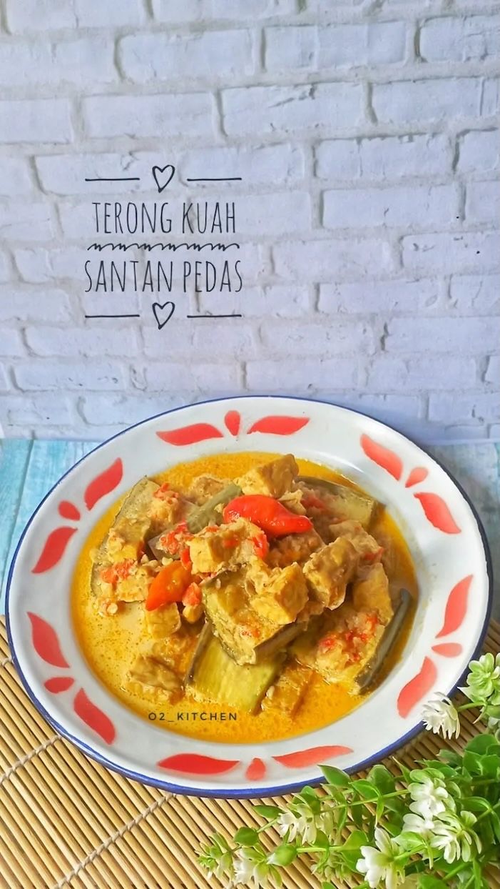 Resep Masakan Rumahan: Terong dan Tempe Kuah Santan Pedas yang Bikin Lahap