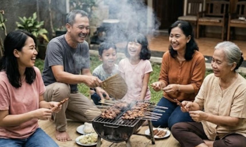 7 Puisi Singkat tentang Makan Sate Daging Kurban yang Bikin Asyik Saat Kumpul Keluarga
