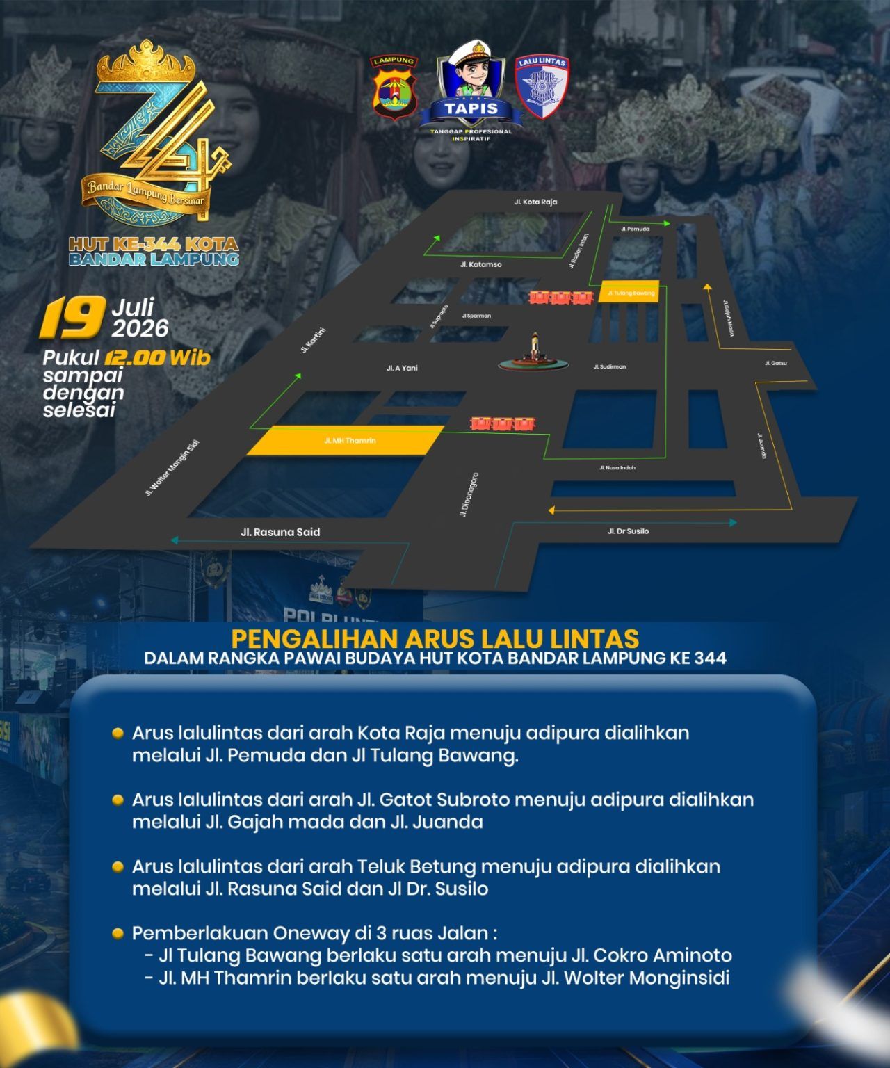 Ada Rekayasa Lalu Lintas saat Pawai Kendaraan Hias di Bandar Lampung, Catat Rutenya