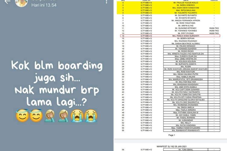 Status WA Salah Satu Penumpang Sriwijaya Air Viral, Sebut Pesawat Belum Juga Boarding