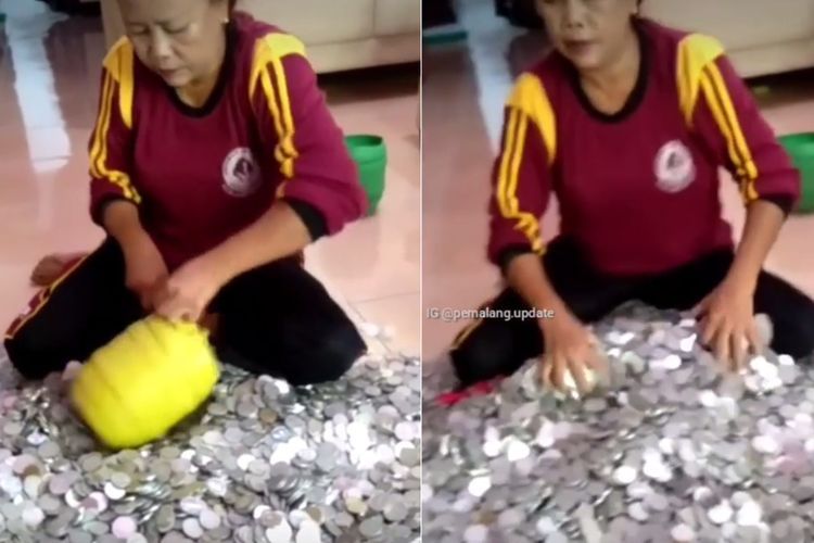 Emak-emak Pemalang Bongkar Celengan Uang Receh, Isinya Hampir Rp40 Juta!