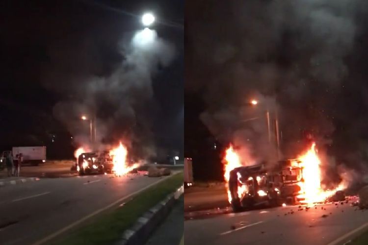 Mobil Pikap Terbakar di Jalan Medan-Tanjung Morawa, Sopir Tewas Terpanggang