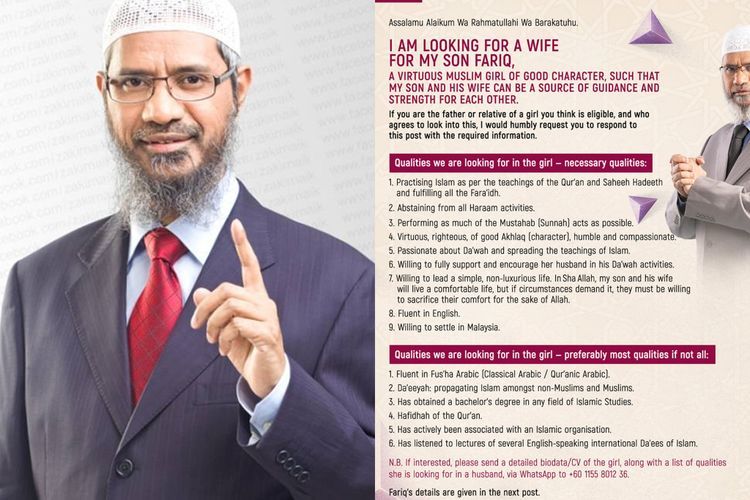 Ulama Zakir Naik Cari Calon Istri untuk Anak, Hafal  Al-Qur'an Jadi Salah Satu Kriterianya