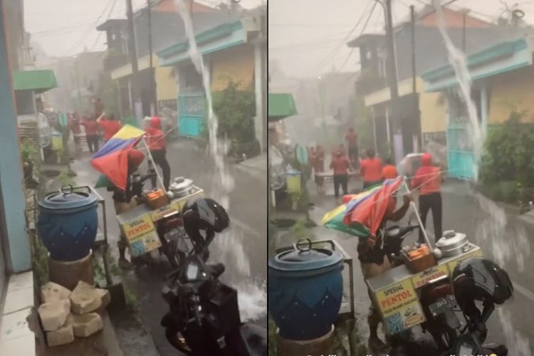 Viral Aksi Emak-emak yang Tetap Semangat Senam Meski Sedang Hujan Deras