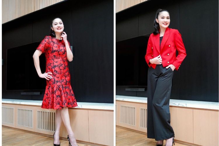 Bisa Ditiru Nih! Outfit Imlek Dress hingga Blazer ala Gaya Sandra Dewi