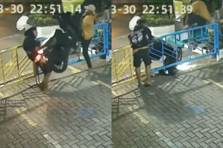 Viral Maling Panik Angkat Motor Lewati Palang Komplek, Aksinya Terekam CCTV