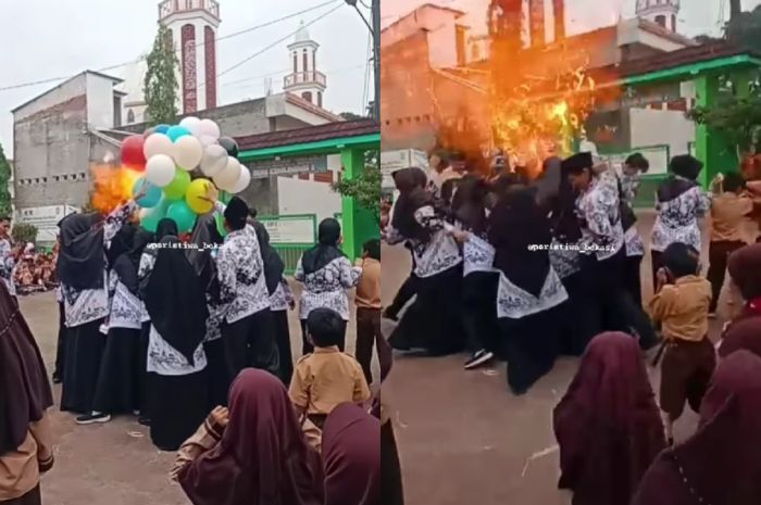 Momen Perayaan Hari Guru di SDN Cimuning Berujung Musibah, Balon Gas Meledak dan Melukai Para Guru