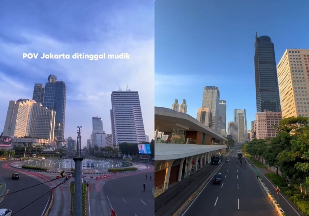 Pemandangan Sepinya Kota Jakarta yang Biasa Macet Jelang Hari Raya Idulfitri, Netizen: Suasananya Adem Banget!