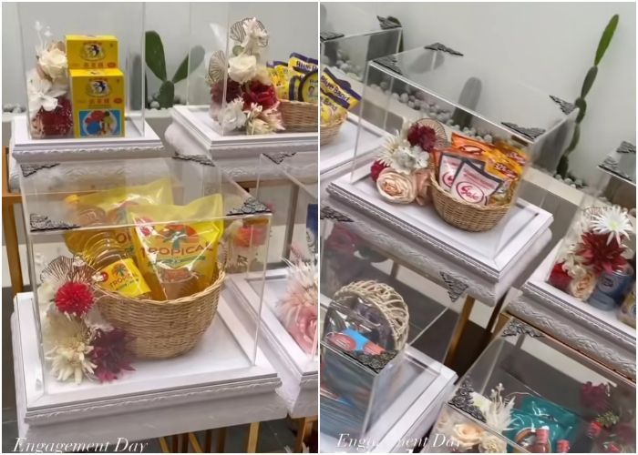 Unik dan Kreatif! Pasangan Ini Pilih Sembako Jadi Seserahan Lamaran, Ada Minyak sampai Susu