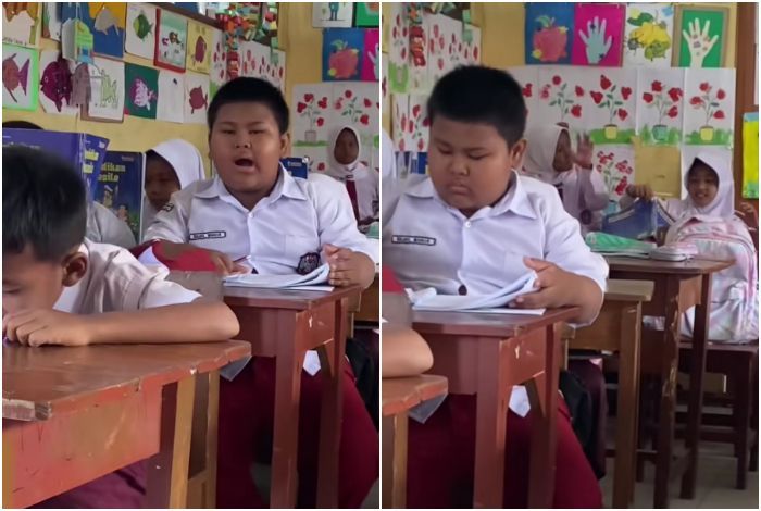 Viral Siswa SD Kesulitan Nulis di Atas Meja, Malah Serius Banget pas Menulis di Luar Kelas sambil Tengkurap