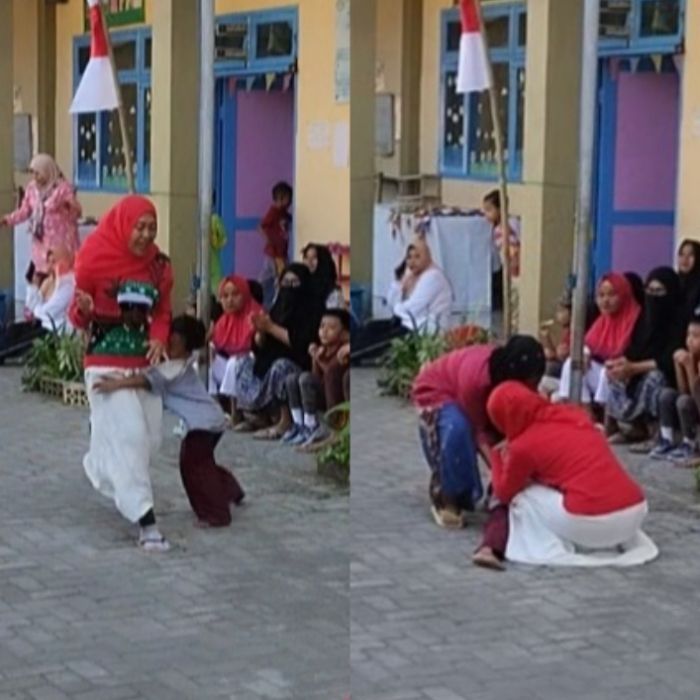 Asyik Bermain dekat area Lomba, Siswa PAUD di Sumenep ini terbentur Peserta hingga Terjatuh