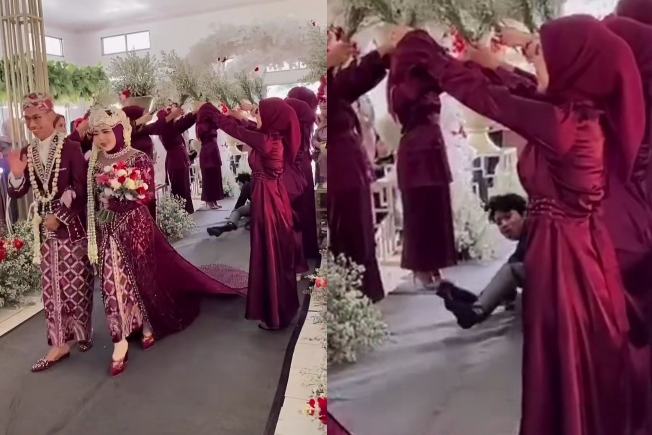 Viral! Fotografer Terjatuh Saat Prosesi Kirab Pengantin di Hadapan Bridesmaid, Warganet: Definisi Kerja Banting Tulang